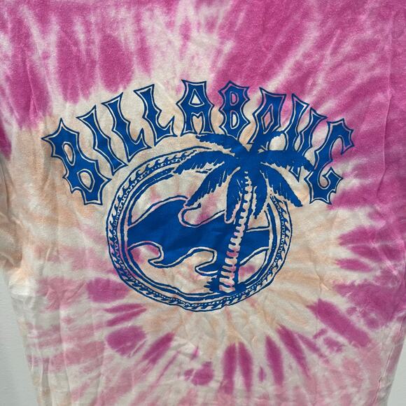 Billabong Pink Tie Dye Swirl Blue Palm Tree Graphic T-shirt ~ Women’s SM - Picture 4 of 5